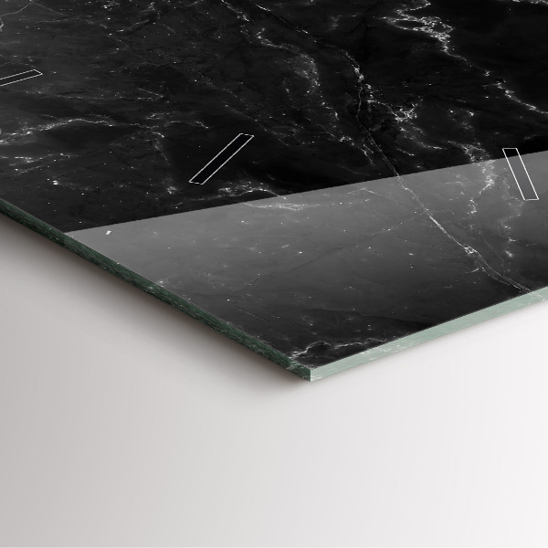 Ceas pătrat de perete din sticlă Marmură neagră