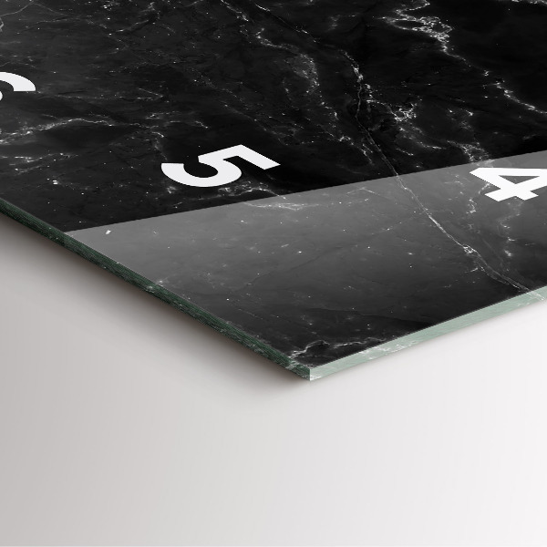 Ceas pătrat de perete din sticlă Marmură neagră