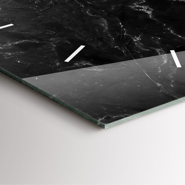 Ceas pătrat de perete din sticlă Marmură neagră