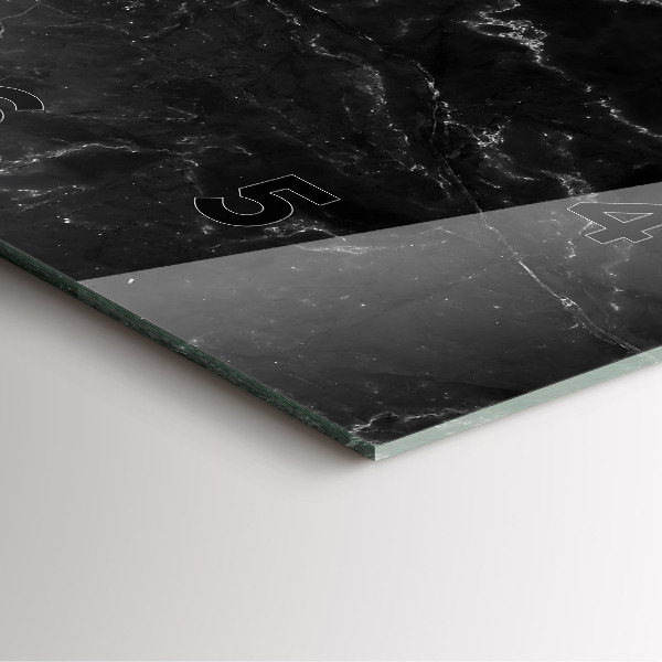 Ceas pătrat de perete din sticlă Marmură neagră