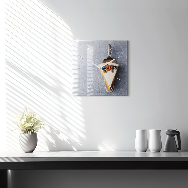 Ceas pătrat de perete din sticlă O bucată de tort