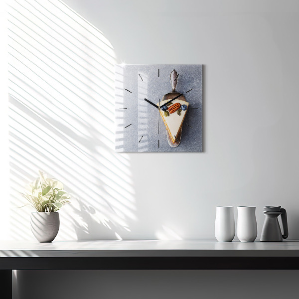 Ceas pătrat de perete din sticlă O bucată de tort