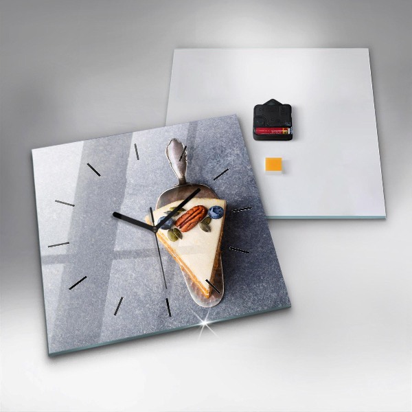 Ceas pătrat de perete din sticlă O bucată de tort