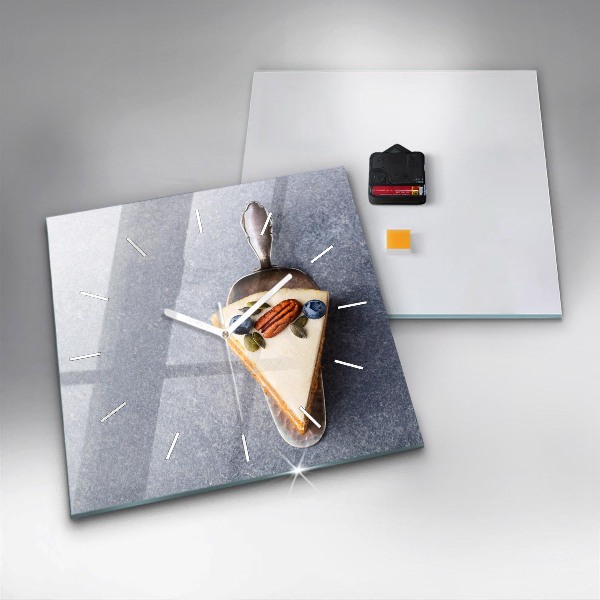 Ceas pătrat de perete din sticlă O bucată de tort