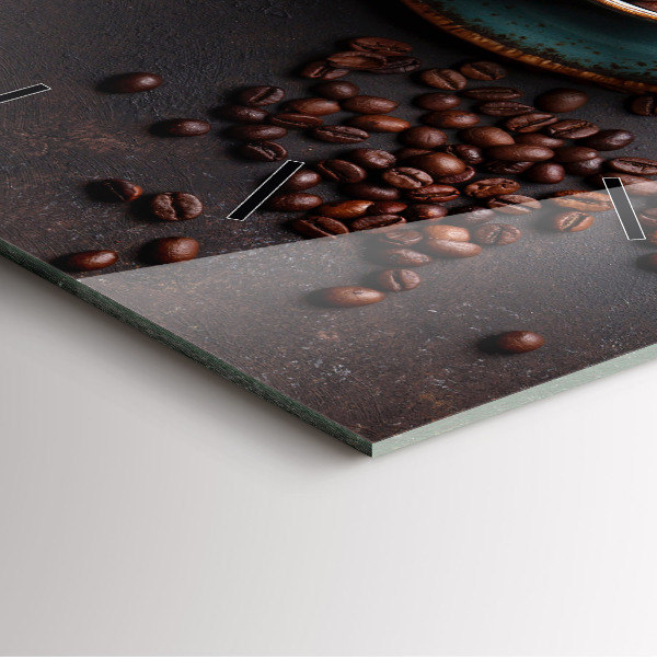 Ceas pătrat de perete din sticlă O ceașcă de cafea