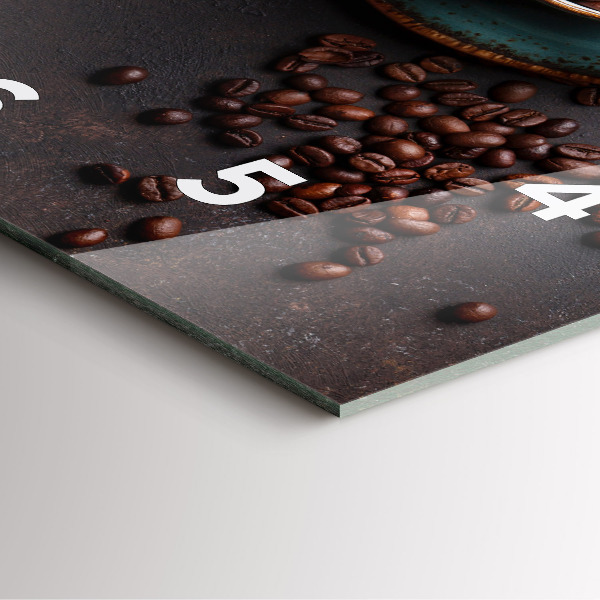 Ceas pătrat de perete din sticlă O ceașcă de cafea