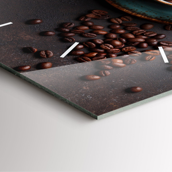 Ceas pătrat de perete din sticlă O ceașcă de cafea