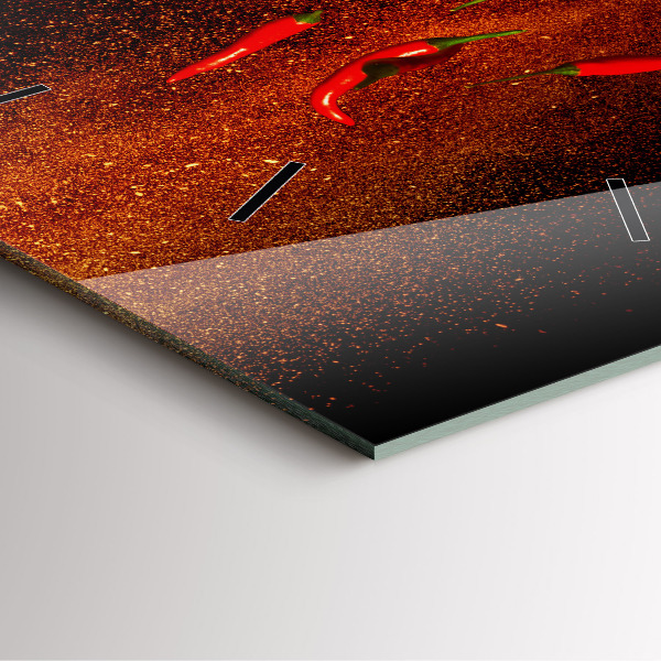 Ceas pătrat de perete din sticlă Ardei iute