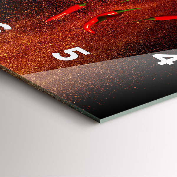 Ceas pătrat de perete din sticlă Ardei iute