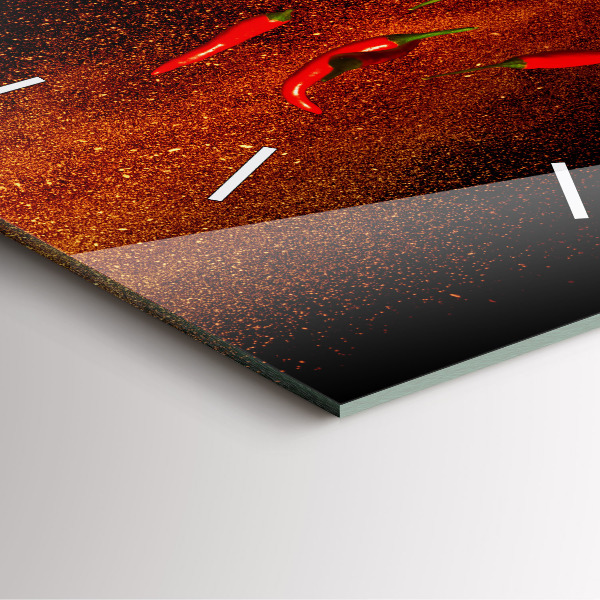 Ceas pătrat de perete din sticlă Ardei iute