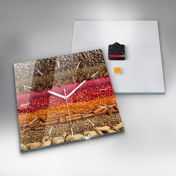Ceas pătrat de perete din sticlă Rânduri de condimente