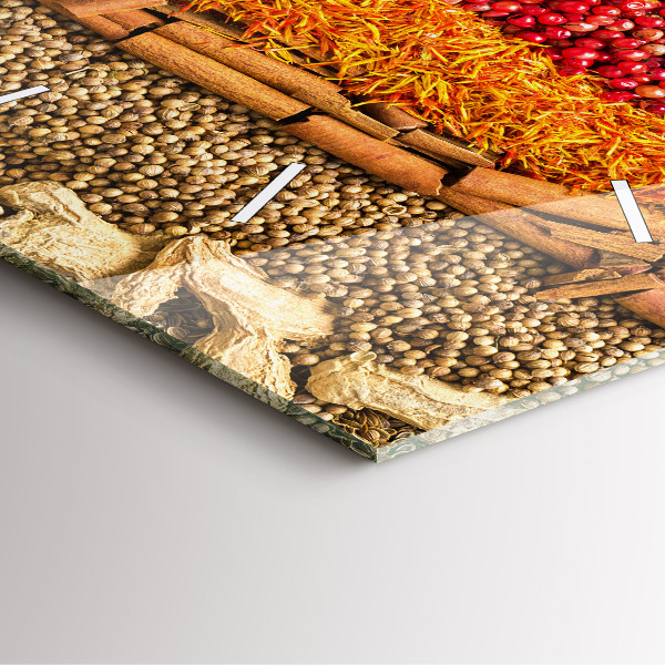 Ceas pătrat de perete din sticlă Rânduri de condimente