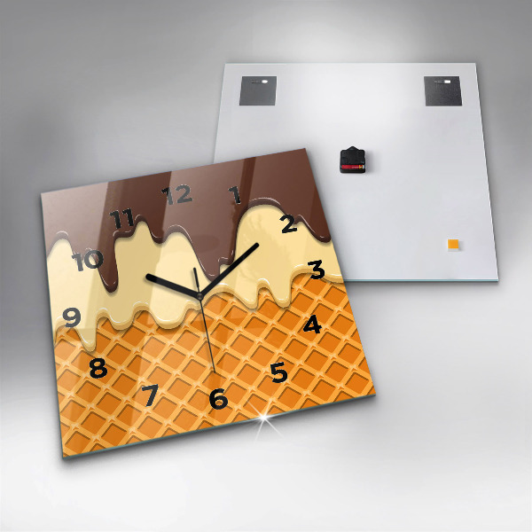 Ceas pătrat de perete din sticlă Vafe si inghetata