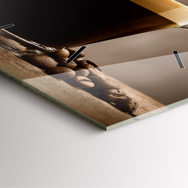 Ceas pătrat de perete din sticlă O cană de cafea