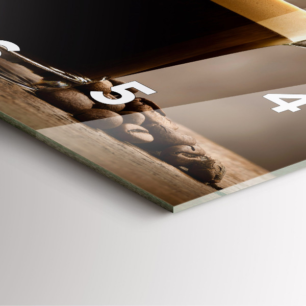 Ceas pătrat de perete din sticlă O cană de cafea