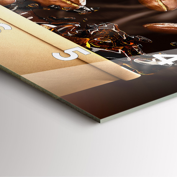 Ceas pătrat de perete din sticlă Cafea fierbinte