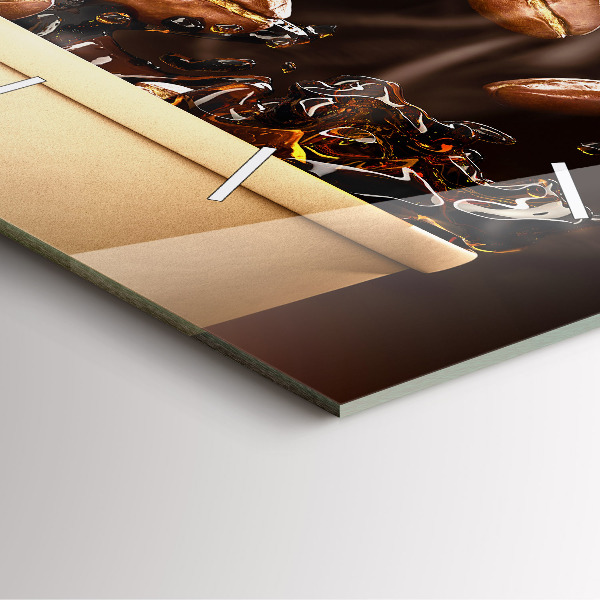 Ceas pătrat de perete din sticlă Cafea fierbinte