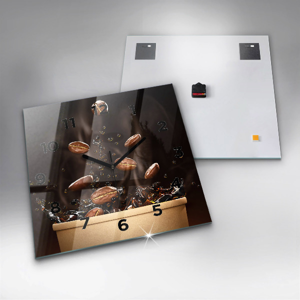 Ceas pătrat de perete din sticlă Cafea fierbinte