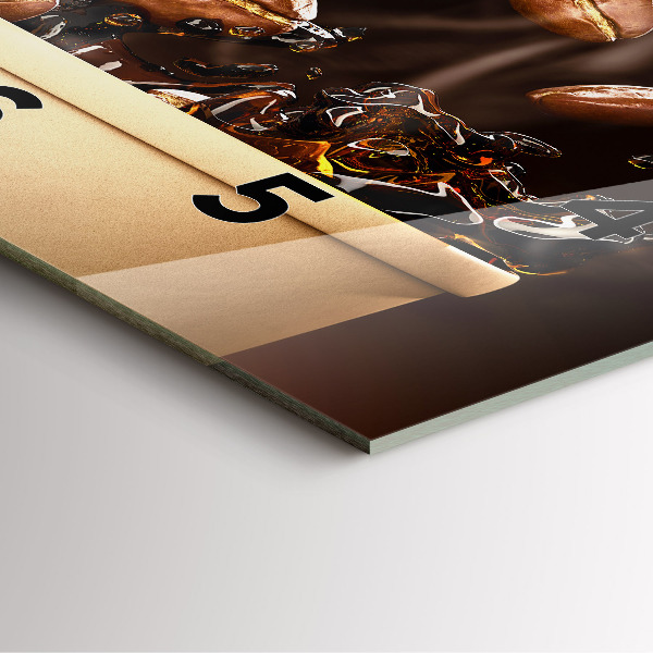 Ceas pătrat de perete din sticlă Cafea fierbinte