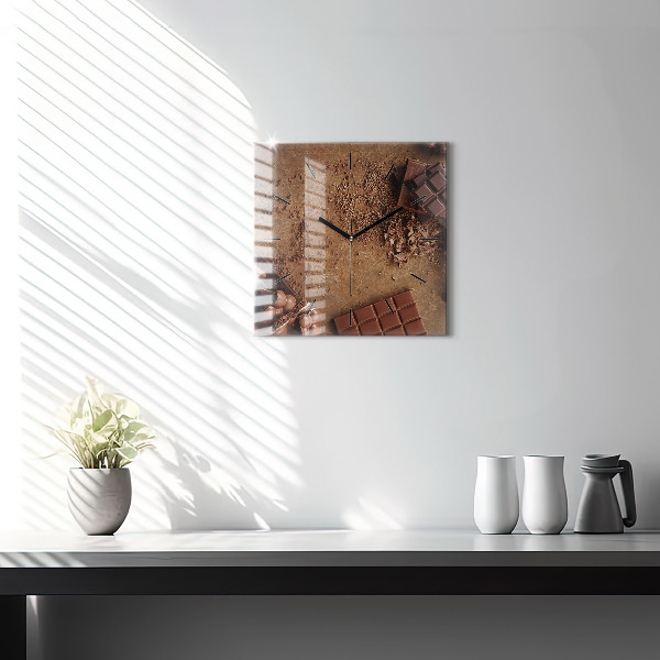 Ceas pătrat de perete din sticlă Batoane de ciocolată