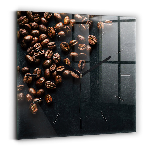 Ceas pătrat de perete din sticlă Boabe de cafea