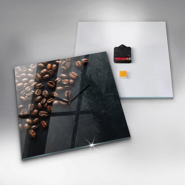 Ceas pătrat de perete din sticlă Boabe de cafea