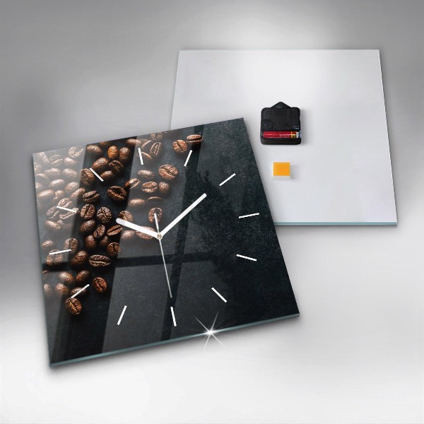 Ceas pătrat de perete din sticlă Boabe de cafea