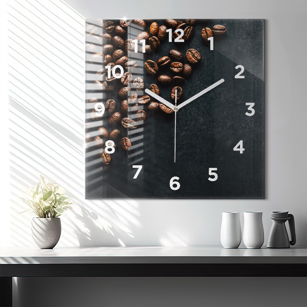 Ceas pătrat de perete din sticlă Boabe de cafea