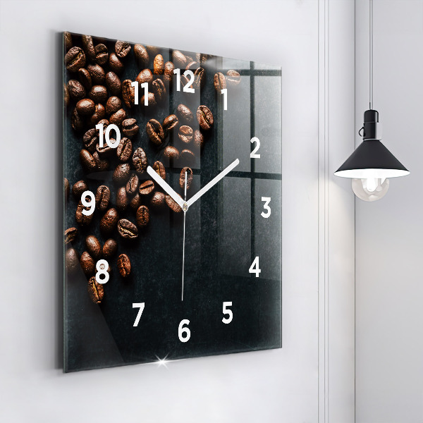 Ceas pătrat de perete din sticlă Boabe de cafea