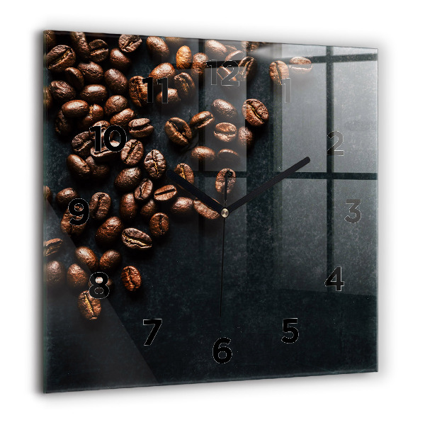 Ceas pătrat de perete din sticlă Boabe de cafea
