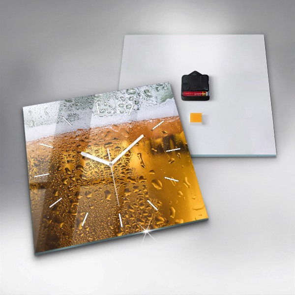 Ceas pătrat de perete din sticlă O cană de bere