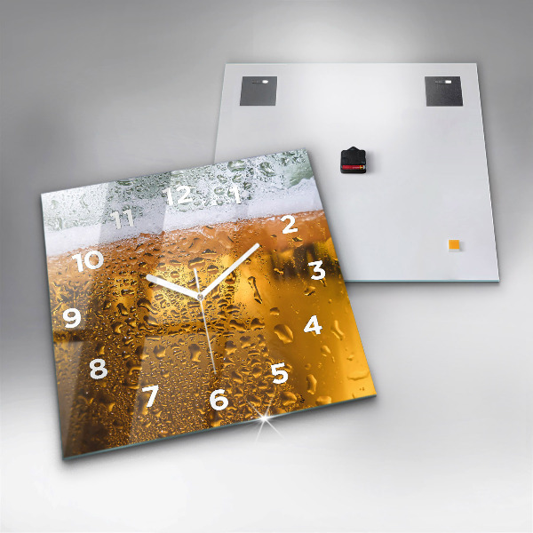 Ceas pătrat de perete din sticlă O cană de bere