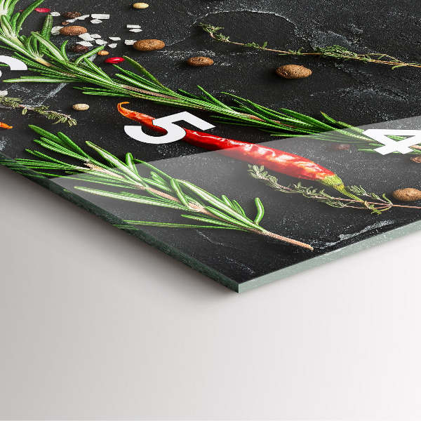 Ceas pătrat de perete din sticlă Condimente pe blat