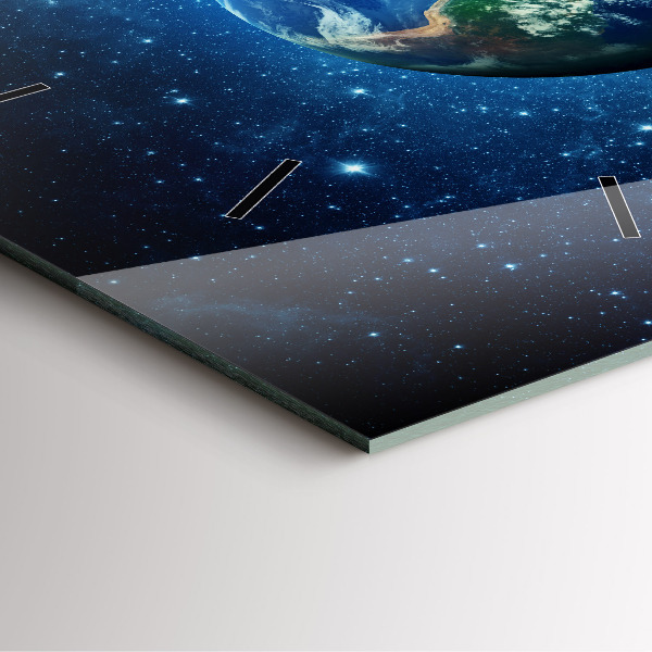 Ceas pătrat de perete din sticlă Pământul și galaxia - NASA