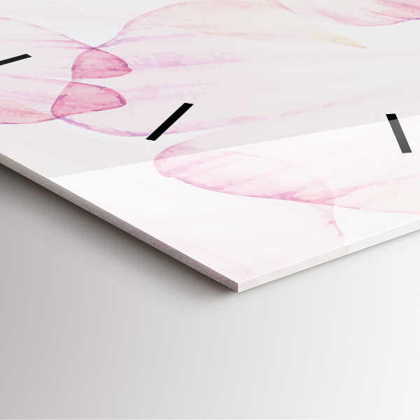 Ceas pătrat de perete din sticlă Petale de acuarelă