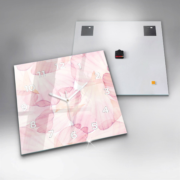 Ceas pătrat de perete din sticlă Petale de acuarelă