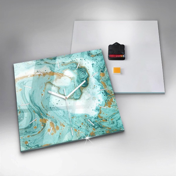 Ceas pătrat de perete din sticlă Textura marmură