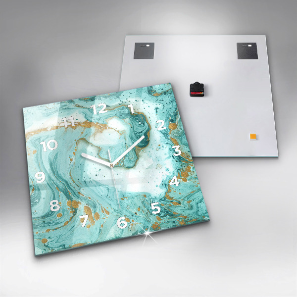 Ceas pătrat de perete din sticlă Textura marmură