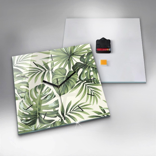 Ceas pătrat de perete din sticlă Model tropical