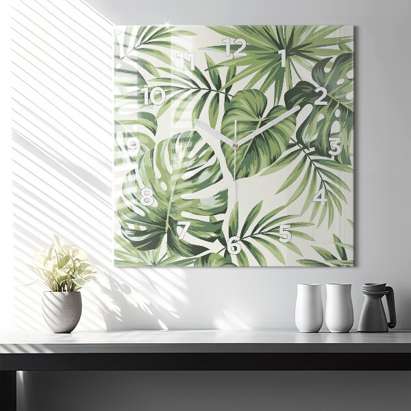 Ceas pătrat de perete din sticlă Model tropical