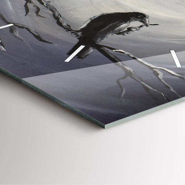 Ceas pătrat de perete din sticlă Corb în lumina lunii