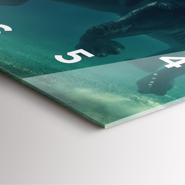 Ceas pătrat de perete din sticlă Elefantul înotând în ocean