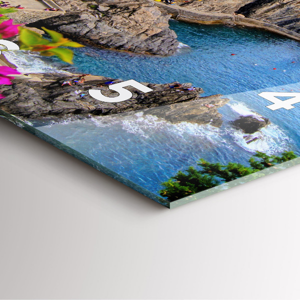 Ceas pătrat de perete din sticlă Coasta Cinque Terre