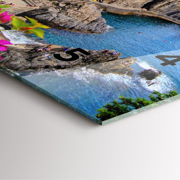 Ceas pătrat de perete din sticlă Coasta Cinque Terre