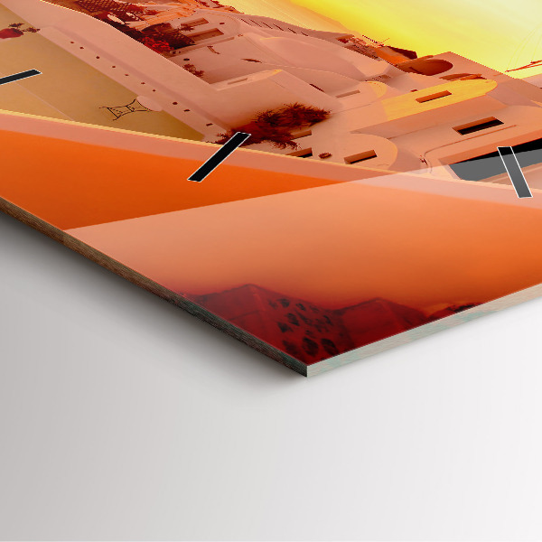 Ceas pătrat de perete din sticlă Veche moară de vânt din Santorini