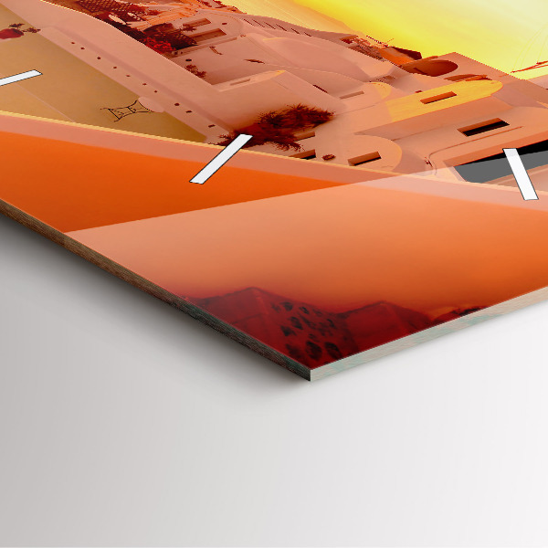 Ceas pătrat de perete din sticlă Veche moară de vânt din Santorini