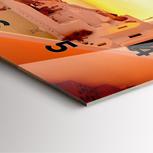 Ceas pătrat de perete din sticlă Veche moară de vânt din Santorini