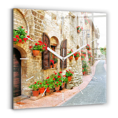 Ceas pătrat de perete din sticlă Stradă pitorească
