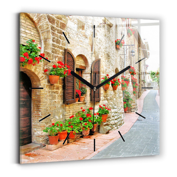 Ceas pătrat de perete din sticlă Stradă pitorească