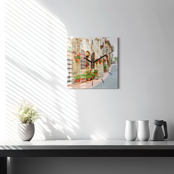 Ceas pătrat de perete din sticlă Stradă pitorească